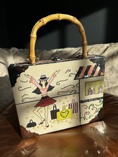 Bueno Cigar Box vintage Inspired Handbag. Bamboo Handle. Great Condition 
