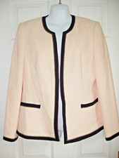 JACQUES VERT stunning smart black gold trim formal jacket coat lined size 12 14