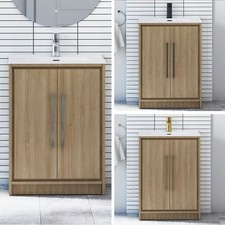 Bathroom Sink Floor Standing Vanity Unit Furniture Cabinet Basin 2 Door 600mm
