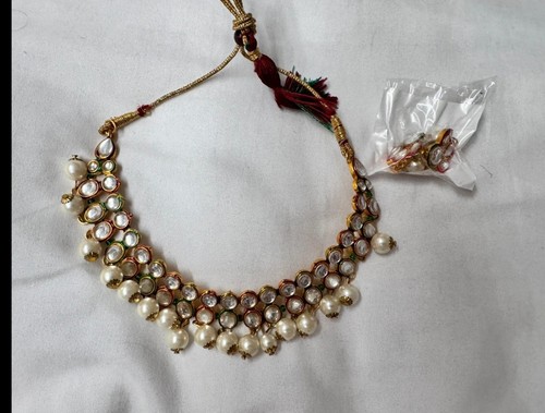 Kundan faux necklace - kundan,
