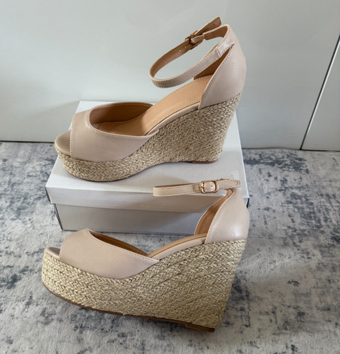 Womens nude espadrille wedge - nude,