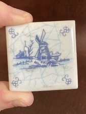 Vintage Dutch Windmill Blue &