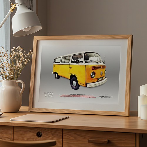 Classic camper van print - camper, a3