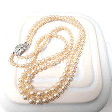 Vintage Two Strand Imitation Pearl Necklace by Lotus