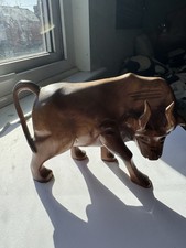 Hand Carved Wooden Bull