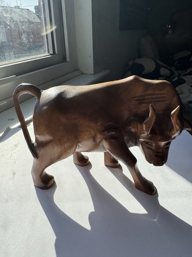 Hand carved wooden bull - carved,