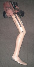 Antique Prosthetic Leg WWII Era 1940s–50s Leather Wood Above Knee Artificial Lim