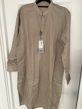 Junaid Jamshed Pakistani Men's Kameez Shalwar Suit - Medium (M) - Sand - NEW 