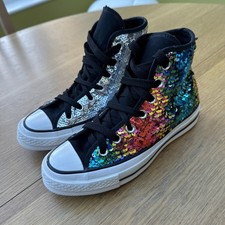 Converse Chuck Taylor Pride High Top Sequined Party Festival Trainers Size 3 1/2
