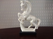 Vintage Horse Sculpture Figurine Horse Stallion Animal Art Statue on Stone Base