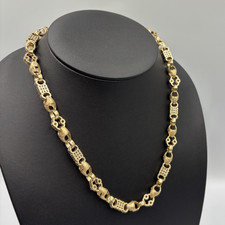 9ct Yellow Gold on Silver 'RARE' Tulip gypsy Link Belcher Chain  10.5MM 18'-26'