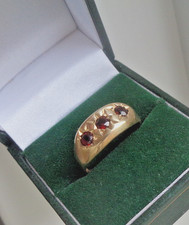 Gold Garnet Ring 9ct Gypsy Set