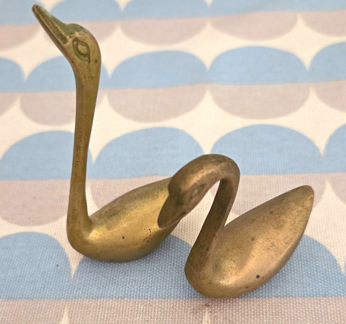 Small brass swan bird ornament - small,
