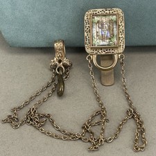 vintage watch chain chatelaine waistcoat blazer accessory 1970s cherub gold tone