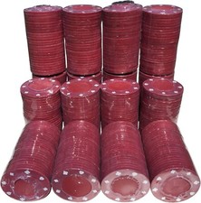 500 x RED FULL WIDTH POKER ROULETTE CASINO CHIPS - SUITED DESIGNS TOKENS