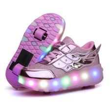 LED Wheels Kids 2 Wheels Flashing Roller Shoes NEW Boys Girls Skates Trainers