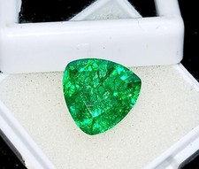 4.52+ Ct Certified Natural Emerald Trillion Shape Loose Gemstone With Free Gift
