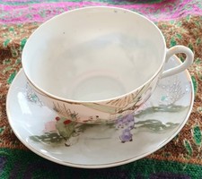 Vintage Japanese Geisha Egg Shell China Cup & Saucer