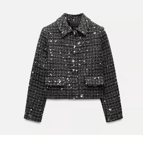 Zara textured sequin jacket - sequin,