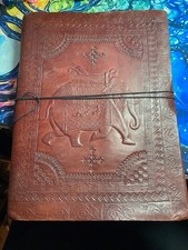 Vintage Embossed Leather Elephant Album Scrapbook Made in India, hand made paper