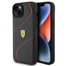 Phone Case iPhone 15 Plus Ferrari Faux Leather Black Logo
