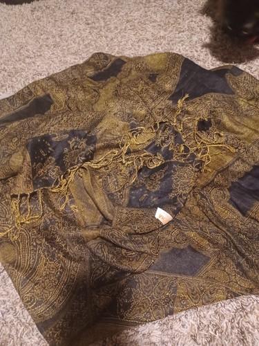 Pashmina paisley blue - blue, tan