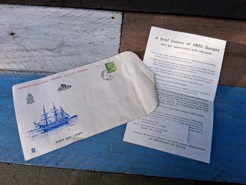 First day cover hms ganges - hms,