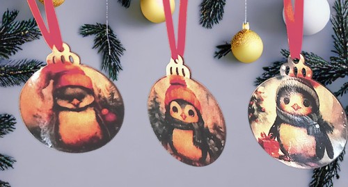 Christmas penguin bauble - penguin,