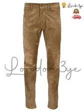Men Suede Pants Men Tan Real