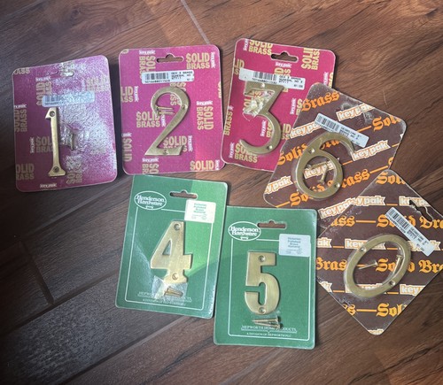 Brass door numbers 75 mm - brass, 3"