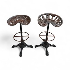 Pair Of Vintage Cast Iron Tractor Seat Stools