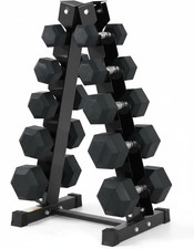 Hex Dumbbell 5 Tier Rack Storage Stand Tree With Dumbbells Set Home Gym fitness