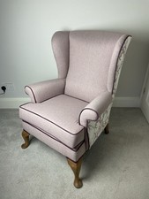  Parker Knoll Wingback Armchair In Tweed and Linen Fabric
