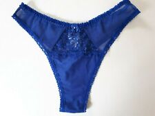 Shirley of Hollywood Sheer Blue Lace Inset Thong Romantic Lingerie Knickers