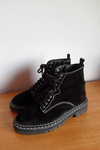 Black suede front lace - front,