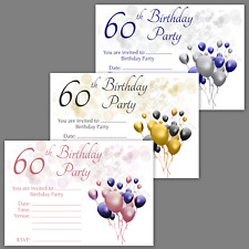 1-100 PACK 60th BIRTHDAY PARTY INVITATIONS Rose Gold Black Blue Silver Invites
