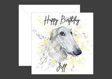 Personalised Borzoi (Russian Wolfhound) Dog Birthday Card - Dog Breed Card
