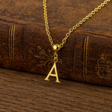 Personalized Initial Necklace – 14k Gold or Silver, Adjustable Letter Pendant 