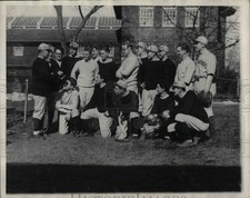1927 Press Photo Head Coach Fred Mitchell at first Harvard baseball practice