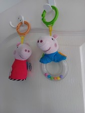 Two "My First Peppa Pig" Clip-On Baby Cot/Pram Soft Toys - As Shown In Photos