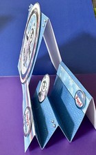 Handmade A5  Christmas Card Side Stepper Theme & Penguin Silver Foiled 