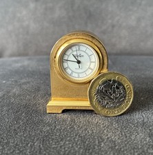 Small Brass Effect Desk Clock In Working Order