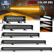 12 22 32 42 52inch Amber/White DRL LED Light Bar Combo Offroad Driving Truck SUV