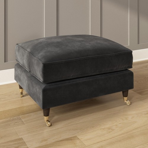 Velvet footstool ottoman - footstool,