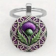 Scottish Thistle Celtic Design Handmade Fashionable Keyring Handcrafted Gift