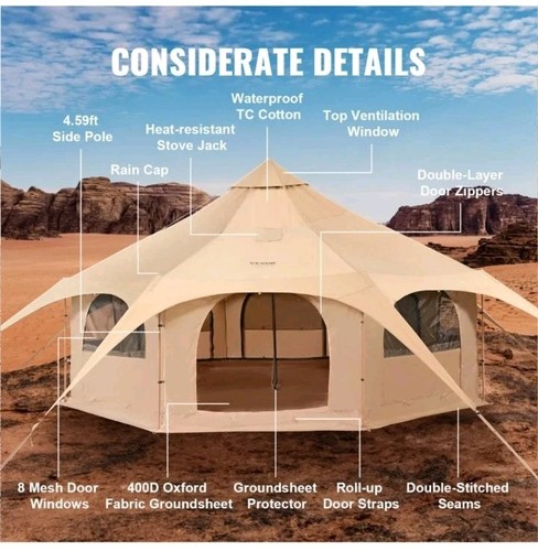 Vevor beige yurt tent 8 - vevor,