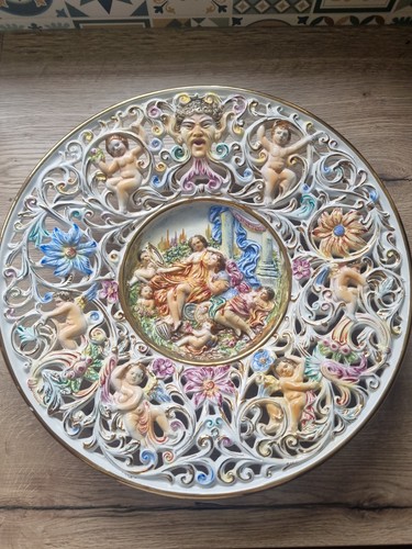 Vintage capodimonte wall plate - capodimonte,