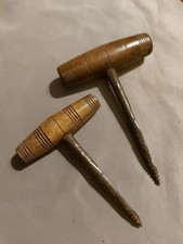 2 Antique Gimlet Wooden Handled Woodworking Tool 