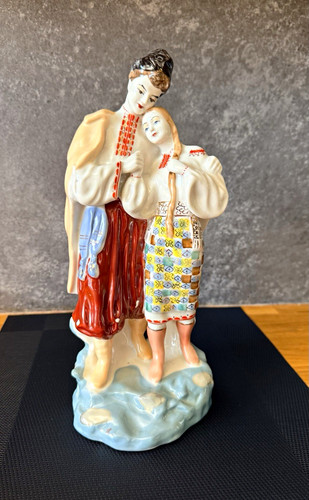 Antique porcelain folk couple - folk,