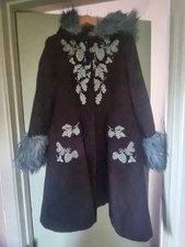 Stunning Hell Bunny Coat Fur Trim Size Medium